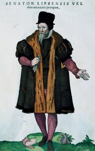 Leipziger Senator, Gravur aus Habitus praecipuorum popularum von Jost Amman