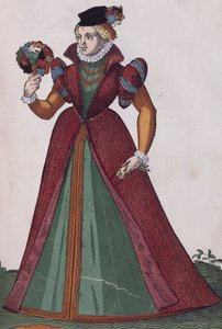 Adlige Frau aus Ferrara, Gravur aus Habitus praecipuorum popularum von Jost Amman