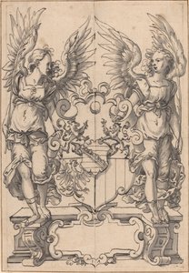 Zwei Engel, die ein Wappen halten