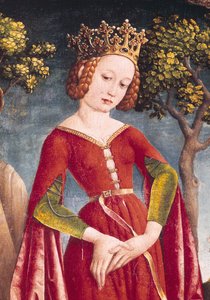 St. Georg und der Drache (Detail der Prinzessin), ca. 1445-50 von Jost Haller