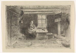 Interieur mit Mutter und Kind