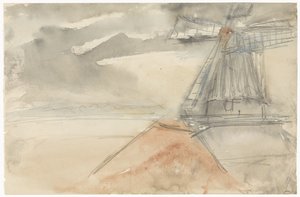 Mühle bei bewegtem Himmel