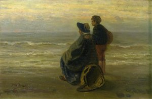 Mutter und Kind an einem Meeresufer, ca. 1890 von Jozef Israëls