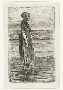 Stehende Frau am Strand von Jozef Israëls