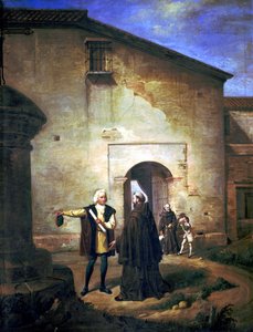 Ankunft von Kolumbus und seinem Sohn Diego im Kloster La Rabida im Jahr 1485