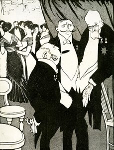 Russischer Gesandter debattiert mit anderen Führern während einer Konferenz, 1908