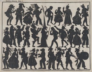 Blatt 1 von Figuren für chinesische Schattenspiele, ca. 1850-70