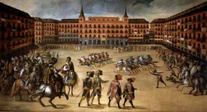 Fest auf der Plaza Mayor in Madrid