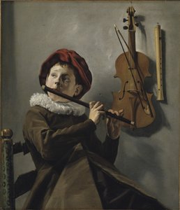 Junge spielt Flöte von Judith Leyster