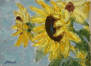 Helle gelbe Sonnenblumen von Jukyong Park
