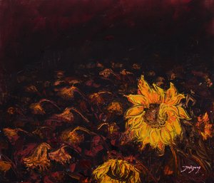 Dunkel leuchtende Sonnenblumen