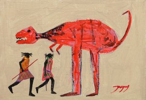 Roter Dinosaurier Ur-Szene von Jukyong Park