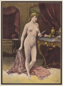 Frau mit einem Spiegel von Jules (after) Scalbert