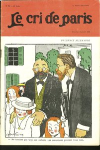Illustration von Abel Faivre (1867-1945) für das Cover von Le Cri de Paris, 04/09/10 - "Berührt nicht zu viel Kinder, Flugzeuge können euch sehen." - Deutschland Preußen, Luftfahrt von Jules Abel Faivre