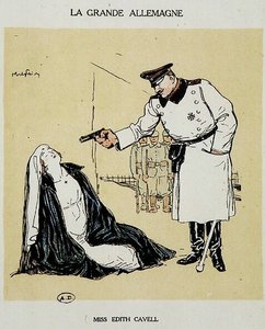 Miss Edith Cavell, von den Deutschen hingerichtet, Bild von Abel Faivre (1864-1945) von Jules Abel Faivre