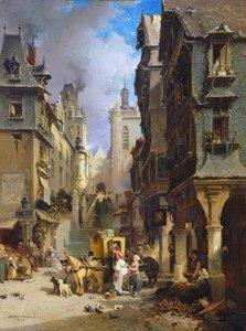 Straßenszene in Morlaix im Jahr 1830, 1870