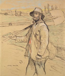 Arbeiter, nach links gehend, mit einer Schaufel über der rechten Schulter von Jules Adler
