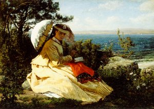 Die Frau mit dem Sonnenschirm; Bucht von Douarnenez, 1871