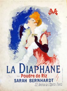 Werbung für „La Diaphane: Reispuder“ Henriette Rosine Bernard genannt Sarah Bernhardt