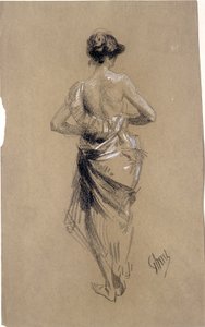 Stehende Frau von hinten gesehen von Jules Cheret