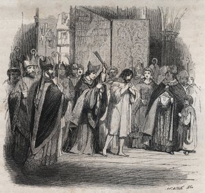 Buße von Raymond VI., Graf von Toulouse - Am 22.06.1209 wurde Raymond VI., Graf von Toulouse, von Papst Innozenz III. (Milon legat du pape) exkommuniziert, weil er die Katharer nicht verfolgte, beschuldigt, der Anstifter des Mordes an Pierre de Castelnau z
