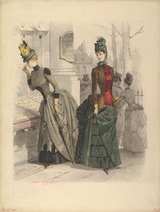 Zwei Frauen in Tageskleidern: Vorbereitende Zeichnung für eine Modeplatte, 19. Oktober 1886 von Jules David