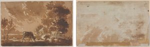 Landschaft mit Vieh (recto) Vieh (verso) von Jules Dupré