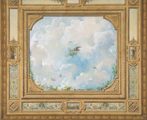 Entwurf für eine Decke, dekoriert mit Wolken und Vögeln, 1830-97 von Jules Edmond Charles Lachaise and Eugène Pierre Gourdet