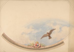 Entwurf für eine Decke mit Wolken und einem schwebenden Adler, zweite Hälfte des 19. Jahrhunderts von Jules Edmond Charles Lachaise and Eugène Pierre Gourdet