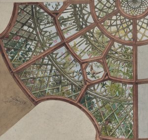 Entwurf für eine Decke mit Gitterwerk und blühenden Reben von Jules Edmond Charles Lachaise and Eugène Pierre Gourdet