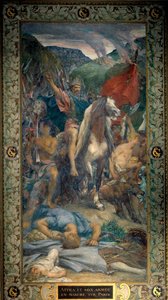 Attila, König der Hunnen, und seine Armee von Barbaren marschieren 450 auf Paris von Jules Elie Delaunay