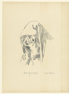 Kopf einer trauernden Frau mit Gesicht in den Händen von Jules Emmanuel Valadon