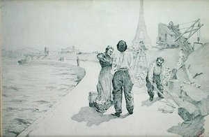 Ansicht der Ufer der Seine, Paris von Jules Ernest Renoux