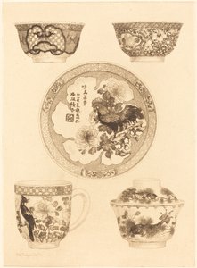 Fünf Stücke Porzellan von Jules Ferdinand Jacquemart