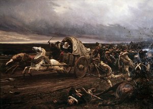 Die Niederlage von Cholet. Aufstand bewaffneter Vendée im März 1793, im Oktober von der Konvention und den republikanischen Armeen zurückgeschlagen, die 