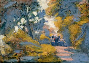 Eine sonnenbeschienene Straße von Jules Leon Flandrin