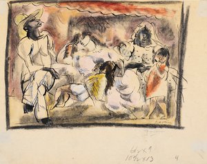 Ein Mann, zwei Frauen, zwei Kinder von Jules Pascin