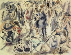 Amerikanischer Strand; Plage American, ca. 1917 von Jules Pascin