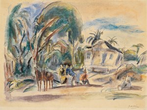 Landschaft, Häuser und Bäume