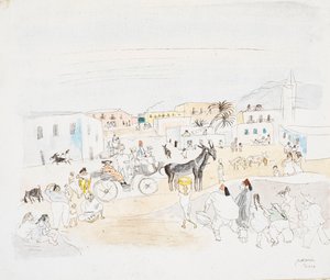 Landschaft mit Kutsche und Figuren, Tunis von Jules Pascin