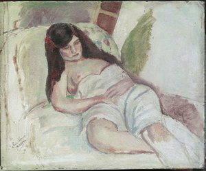 Liegende Frau (mit der Inschrift Vive Elvire) von Jules Pascin