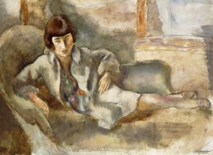 Frau auf einer Couch; La Dame au Canape, ca. 1927 von Jules Pascin
