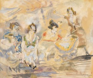 Frau mit Kinderwagen, New York, 1919 von Jules Pascin