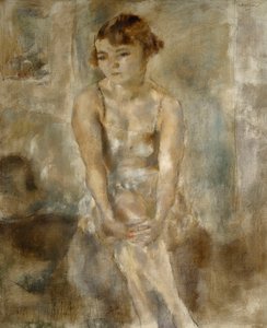 Junge Frau im Hemd sitzend, 1923 von Jules Pascin