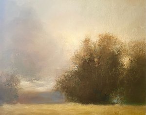 Nebelige goldene Landschaft