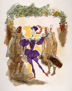 Humorvolle Weinillustration 1946