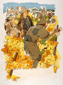 Humorvolle Weinillustration 1946