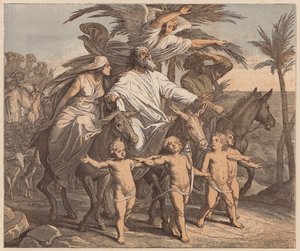 Abraham betrachtet das Gelobte Land, Genesis, XII, 7 von Julius (after) Schnorr von Carolsfeld