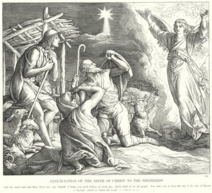 Verkündigung der Geburt Christi an die Hirten (Gravur)