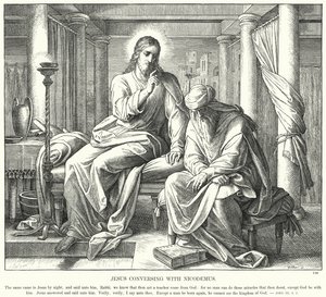 Jesus im Gespräch mit Nikodemus (Gravur) von Julius (after) Schnorr von Carolsfeld
